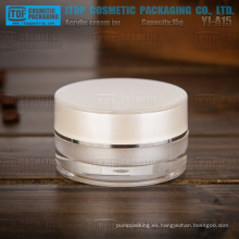 Cilindro de acrílico material doble capa de pmma importado YJ-A15 15g redondo buena calidad 15ml frasco plástico